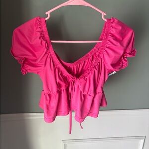 Pink Ruffled Women's Top